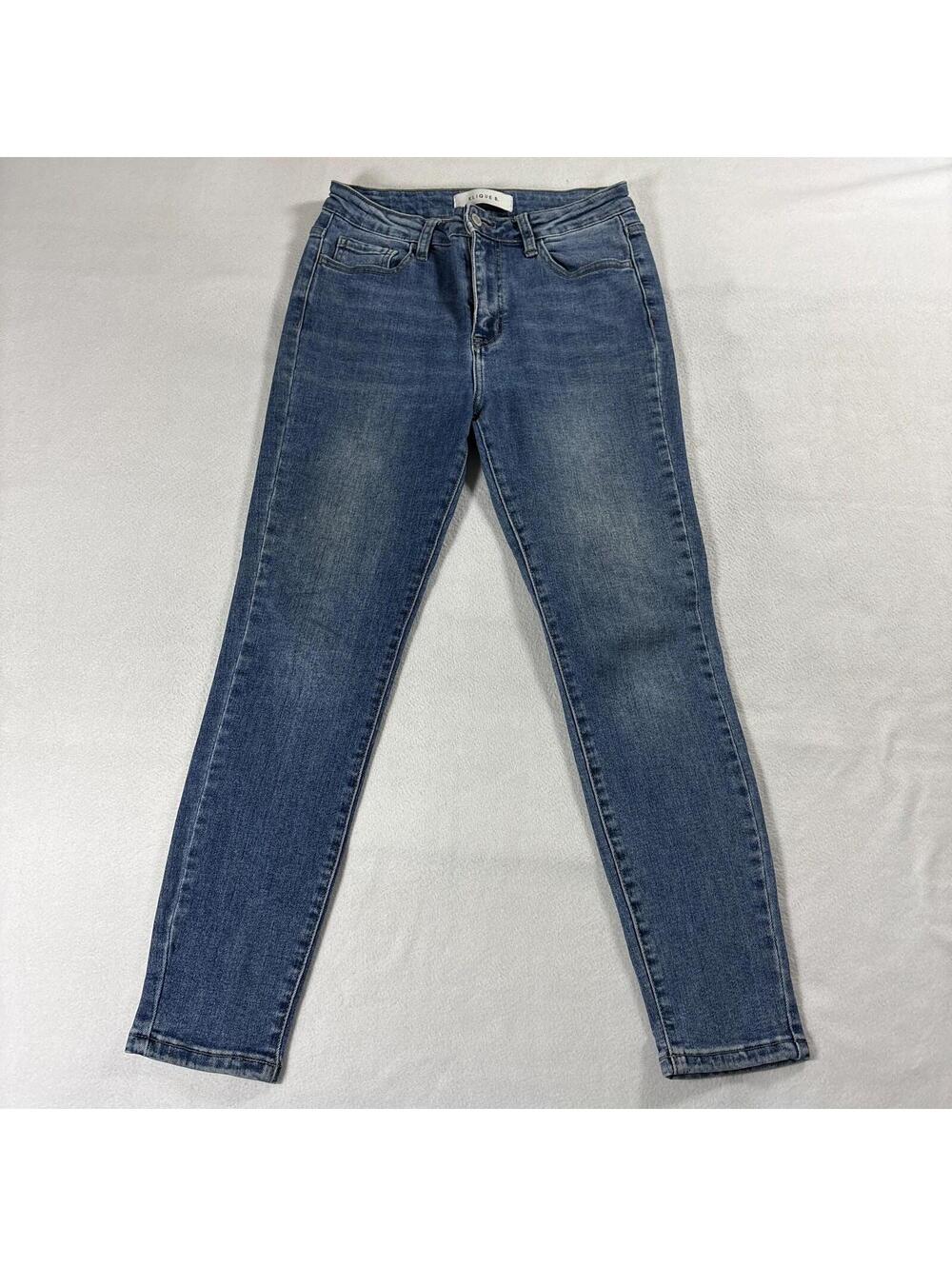 Klique B Womens Size 7 Skinny Jeans Blue Stretch Mid Rise Jegging Denim 28x26